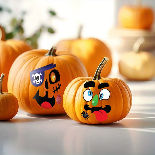 No-Carve Pumpkin Decorating Kit for Kids – 40 Faces 18 Sticker Sheets 12 Designs Halloween Pumpkin Decoration Craft, Trick or Treat Party Supplies & Favors