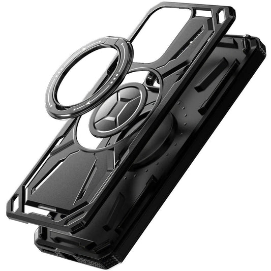 Phone Case Magnetic Ring Stand Cover with Tempered Glass Protector and Qi Charging for Moto G Power 5G 2025