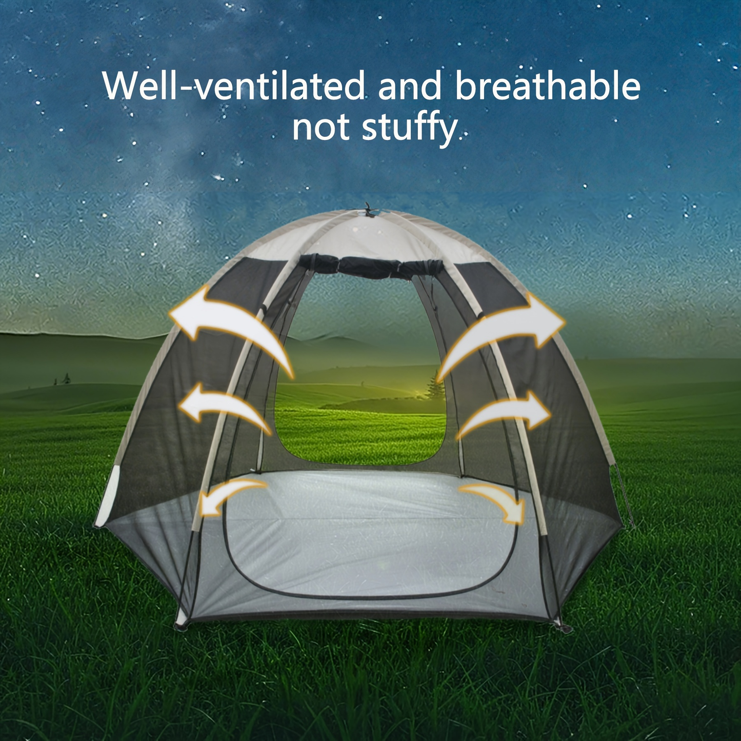Portable Khaki Dome Screen Tent with Full Mesh Panels, Wide Zippered Entry and Flexible Pole Frame