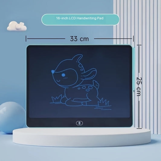 LCD Doodle Board 16 Inch with Stand – Flexible Screen Eye Protection, Portable Educational Drawing Toy for Kids & Adults, Home School Office Travel, White Pink Sky Blue
