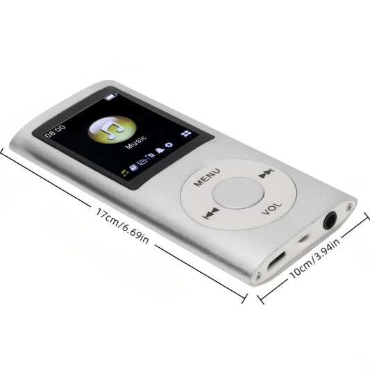 MP3 Player with 64GB Expandable Storage, 8-Hour Battery, Lossless FLAC HiFi Audio, Voice Recorder, E-Book Reader, Photo & Video Viewer, Aluminum Alloy Body, No Bluetooth, Wired Earphone Included