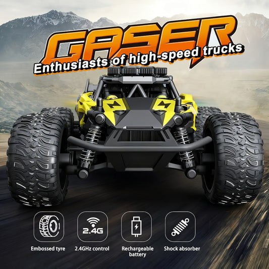 High-Speed RC Buggy 40km/h Alloy Body – 2.4G Remote Control Off-Road Vehicle for Boys Ages 6+, Super Powerful All-Terrain Outdoor Racing Truck, Birthday Halloween Christmas Gift Red Yellow