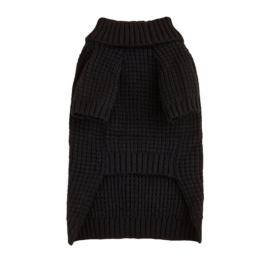 Dog Turtleneck Sweater Black - High Neck Ribbed Cuffs Warm Pet Sweater for Small Medium Large Dogs & Cats, Full-Belly Snap Button Closure, Soft Polyester Dog Knit Sweater XS to XXL