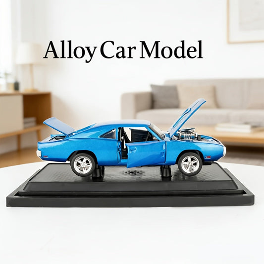 Dodge Challenger Diecast Model Car Zinc Alloy Collectible Static Replica – Highly Detailed Home & Office Decor, Birthday Christmas Gift for Car Enthusiasts (Blue / Black / White)