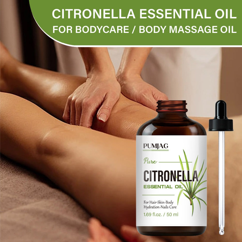 Essential Oil Citronella Non-Alcoholic Formula in 50ml Precision Dropper Bottle for Face, Hair, Nails and Body