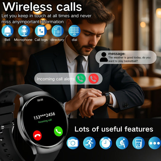 Watch 4 Pro Business Smartwatch for Men & Women, Wireless Calling, Weather Alerts, Music Control, Message Notifications, Step Counter & Calorie Tracker, Elegant Business Style – Compatible with Android & iPhone