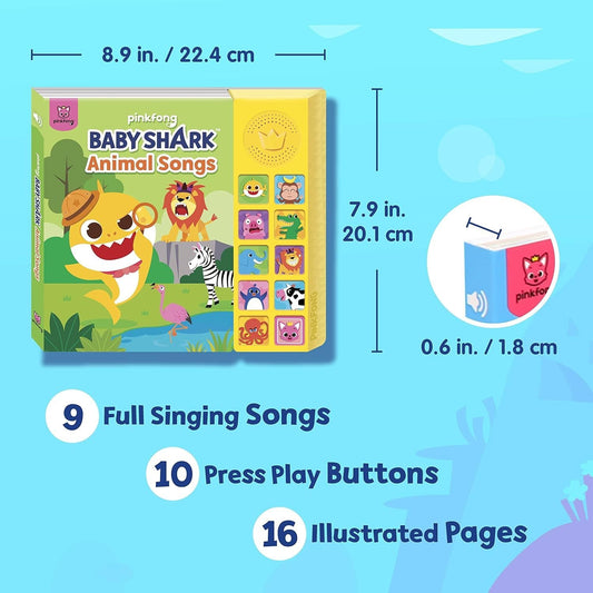 Baby Shark Sound Book for Toddlers — Pinkfong 10-Button Interactive Animal Songs Sing-Along Nursery Rhymes Learning Book Kids Ages 1-3, Birthday Baby Shower Christmas Gift