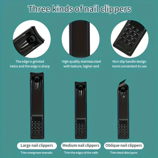 Stainless Steel Nail Clipper Set & Pedicure Kit 10 17 24 Piece – Manicure Tools with Nail File, Ear Scoop, Eyebrow Trimmer & Foot Sharpener, Travel Portable Grooming Kit for Women Men Family