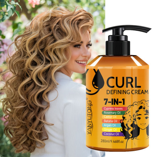 Curly Hair Styling Cream 7-in-1 Long-Lasting Hold & Flexible Definition - Frizz Control, Non-Sticky Formula, Natural Bounce for Wavy & Curly Hair, Adults, 280ml