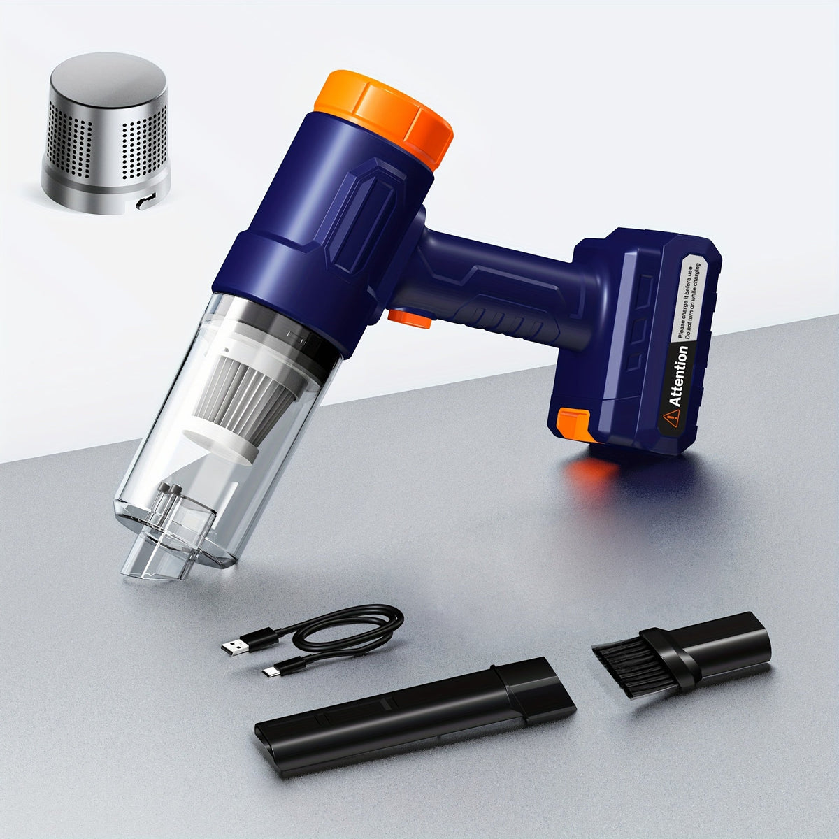 Handheld Vacuum Cleaner with 4KPa Suction, USB Charging, Crevice Tool and Three Color Options
