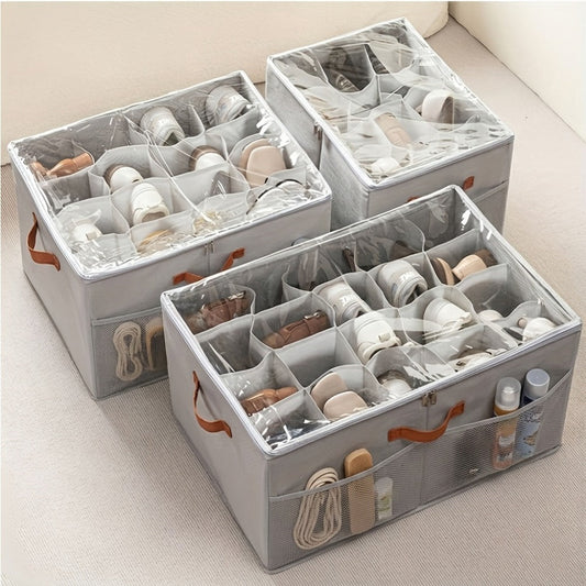 Shoe Storage Box 16-Pair, Clear Foldable Shoe Organizer with Flip-Top Lid & Reinforced Handles — Heavy-Duty Space-Saving Shoe Box for Closet, Bedroom & Entryway | Black & Grey | 1 or 2 Pack