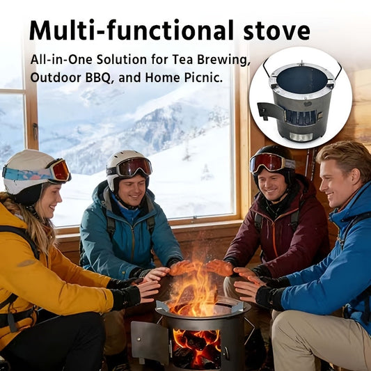 Wood Burning Stove | Portable Camping Charcoal BBQ Cooking Tea Heating