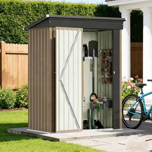 Garden Storage Shed | Metal Lockable Tool Backyard Waterproof Compact