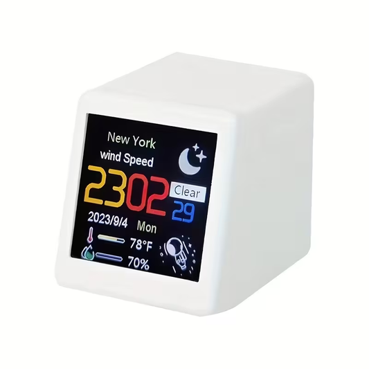 WiFi Weather Station Desktop Clock - Mini Smart Display Temperature Humidity Atmospheric Pressure Wind Speed GIF Animation