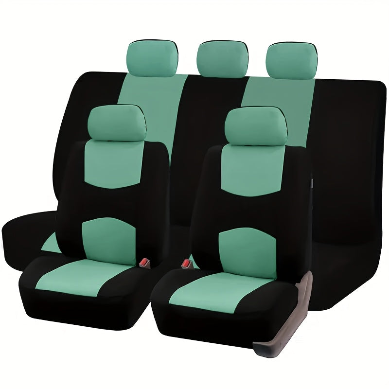 Universal Car Seat Covers Full Set – 5-Seat Breathable Knit Fabric, All-Season Wear-Resistant Protection for Front & Rear Seats | 16 Colors