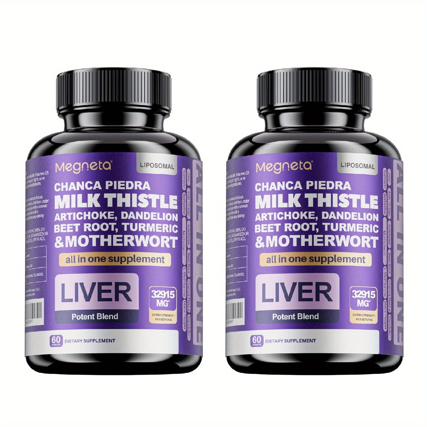 Dietary Supplement Milk Thistle, Turmeric and Dandelion Root Capsules, Source-Labeled 24,000mg Blend