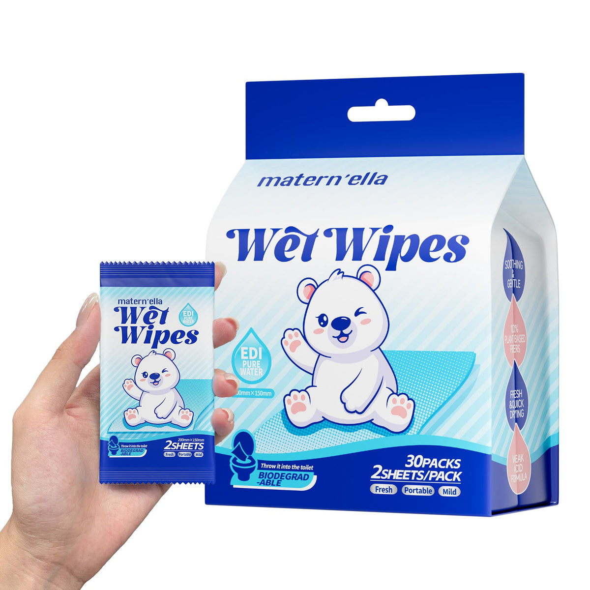 Flushable Wet Wipes with Probiotics, Plant-Based Fibers, Fragrance Free, Sewer Safe, & Thick Disposable Butt Wipes for Adults