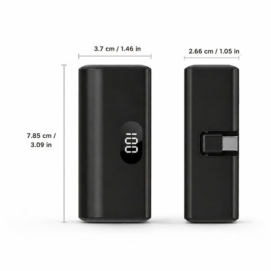 Power Bank 5000mAh Mini with Foldable USB-C Plug, 10W Listed Charging and Digital Display Pack
