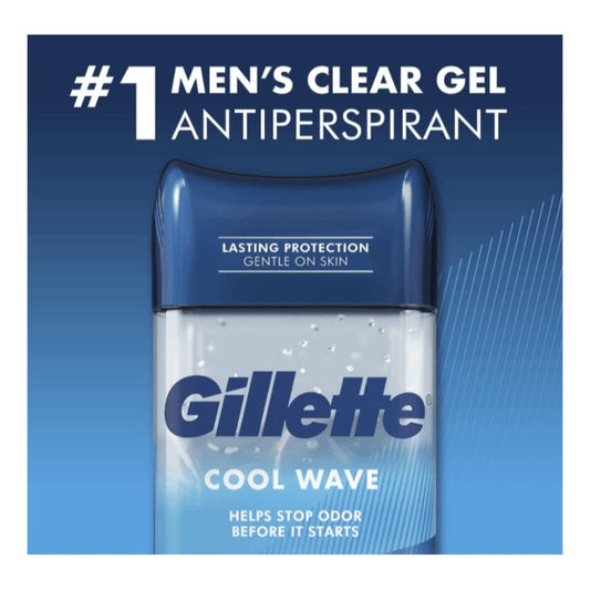 Antiperspirant Deodorant for Men Gillette Clinical 72-Hour Protection – Clear Gel Cool Wave Scent, 3.8 oz, Pack of 4, Anti-White Mark, Prescription Strength Sweat Defense