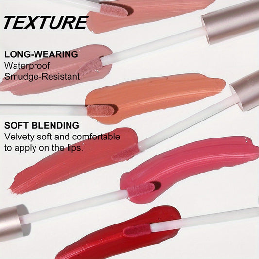 Liquid Matte Lipstick Set 6 Pcs Nude Shades Waterproof Long Lasting High Pigment Velvet Smudge Proof Lip Color Kit for Women Girls Party Holiday Birthday Gift