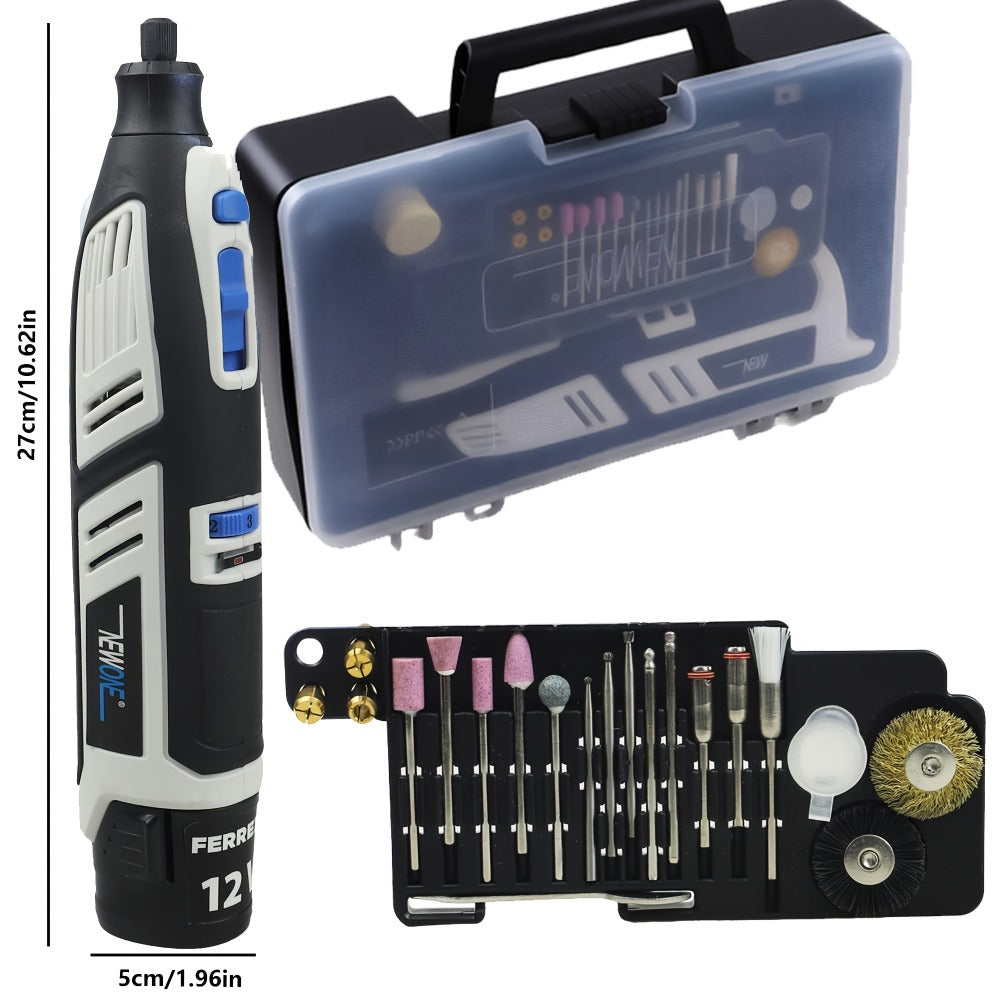 Cordless Rotary Tool Kit 12V with 48pcs Accessories, 6 Variable Speeds, 2.0Ah Rechargeable Battery for Sanding Polishing Carving Cutting Drilling Engraving Crafts DIY Projects