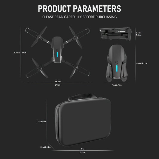 E88 Foldable Drone with Dual Camera – RC Quadcopter 360° Stunt Flip Surround Flight Optical Flow Height Hold 500mAh Battery Beginner to Intermediate Indoor Outdoor Flying Toy Gift for Teens Adults Boys