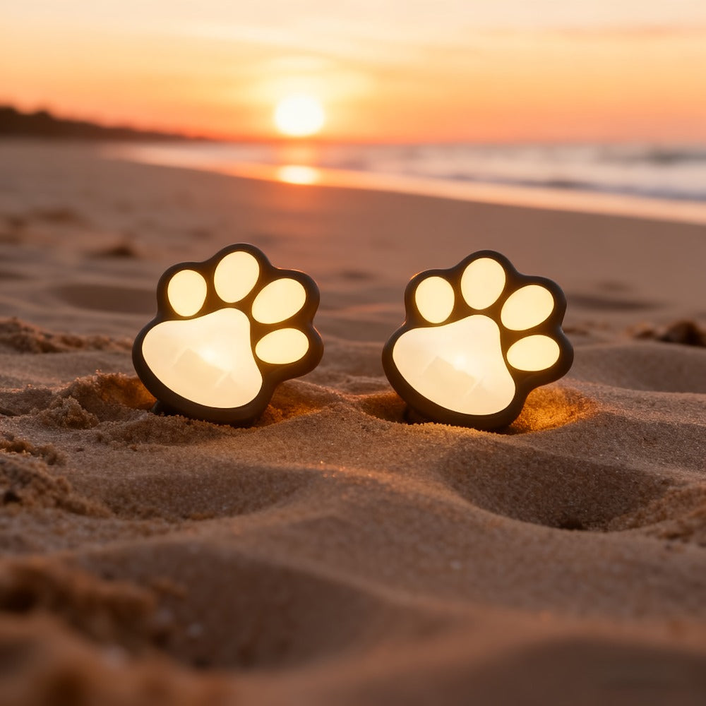 Solar Paw Print Garden Lights 2-Pack, LED Outdoor Path Lights IPX4 Waterproof, Lawn Terrace Yard Decor for Wedding Party Christmas Valentine