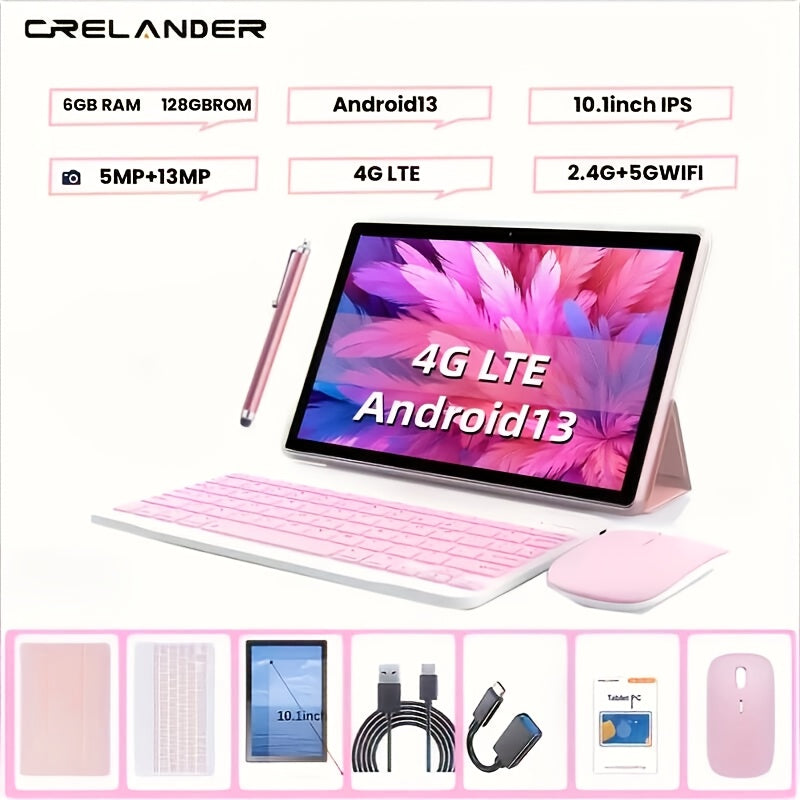 Android Tablet 10.1-Inch with Android 13, 6GB Total RAM, 128GB Internal Storage and Dual 4G LTE SIM