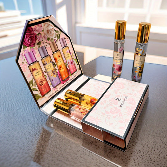 Perfume Gift Set with Four 20ml Floral or Fruity Travel Sprays in Pink or Botanical Gift Boxes