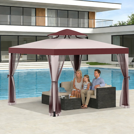 Gazebo with Mosquito Netting Steel Frame | Backyard Garden BBQ Party