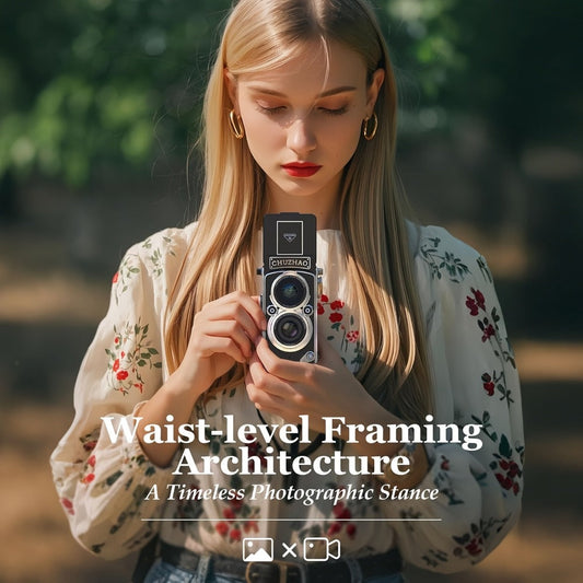 Retro TLR Digital Camera 1080P FHD 12MP Autofocus Vintage Dual Reflection Point and Shoot Compact Pocket Vlogging Camera with Dual Filters 16GB Card USB Battery Powered