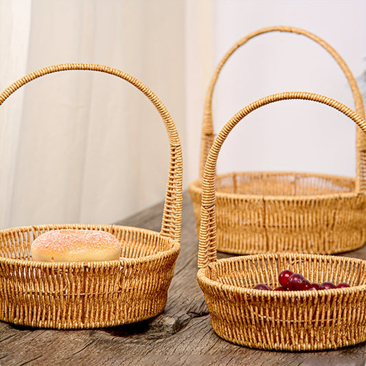Rattan Wicker Basket | Picnic Gift Flower Fruit Foraging Decor