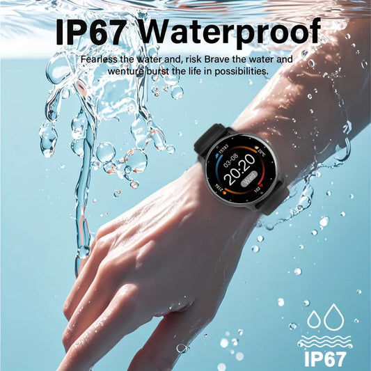 Smart Watch Round Display with Built-In Speaker, Wireless Calling, IP67 Rating and Four Color Options
