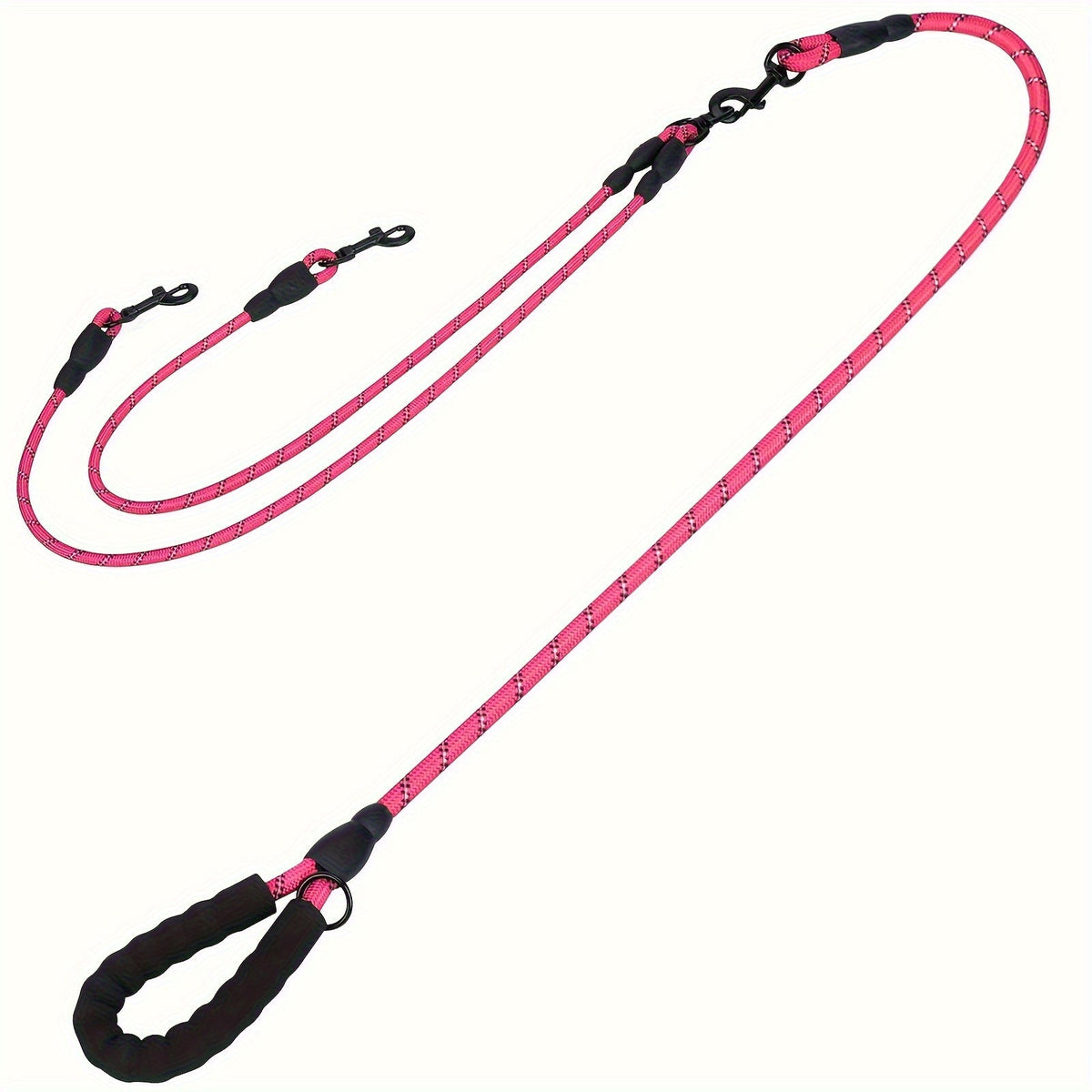 Dual Dog Walking Leash with Padded Handle, Two 30-Inch Branches and Six Reflective Color Options