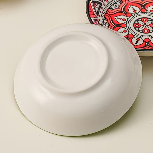 Ceramic Condiment Dish Set of 10 – Bohemian Small Saucer Dipping Bowls for Soy Sauce, Vinegar & Spices | Kitchen, Restaurant, Party, BBQ & Picnic Use | Machine Washable