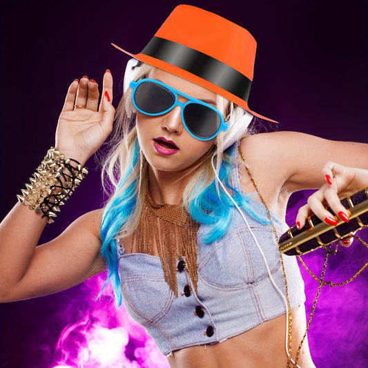 Neon Hat and Sunglasses Party Supplies Set with 24 Hats and 24 Glasses in Four Bright Colors
