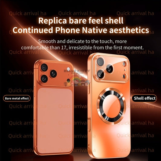 Phone Case Matte Titanium-Finish Magnetic Cover with Built-In Glass Lens Protector for Select iPhone Models