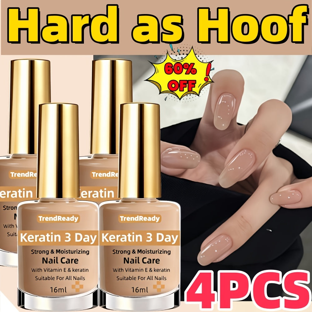Gold-Cap Nail Care Coating in 16 ml Bottles with Two- or Four-Piece Quantity Options and Beige Labels
