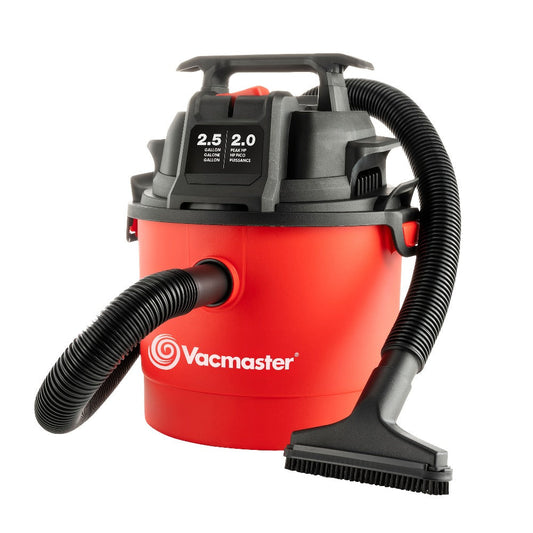 Wet Dry Vacuum Cleaner 2.5 Gallon Shop Vac – Vacmaster 2 Peak HP with Blower Function, Wall Mount & On-Board Storage for Garage, Car, Workshop, Home