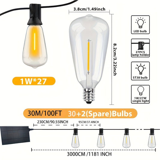 Solar String Lights Outdoor LED – 39/50/72/100/105FT Spherical Bulb & Warm/Cool White with Remote Control | IP65 Waterproof 12-Hour Solar Powered Fairy Lights for Patio, Garden & Festival Decoration