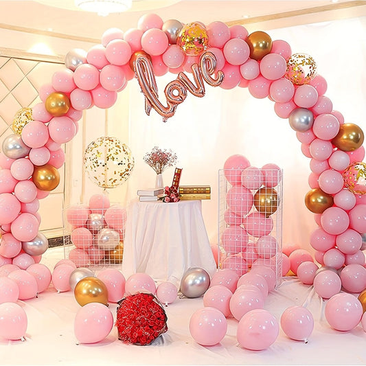 Party Decorations Adjustable 10 x 9ft Balloon Arch Stand with Water-Fillable Bases, Clips and Hand Pump