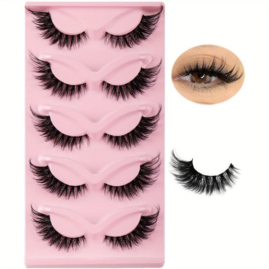 3D Cat Eye False Eyelashes 15 Pairs Fluffy Soft Wispy Cross Clear Band D Curl 10-12mm – Natural Manga Style Reusable Lash Multipack for Daily Wear, Date Night & Special Occasions