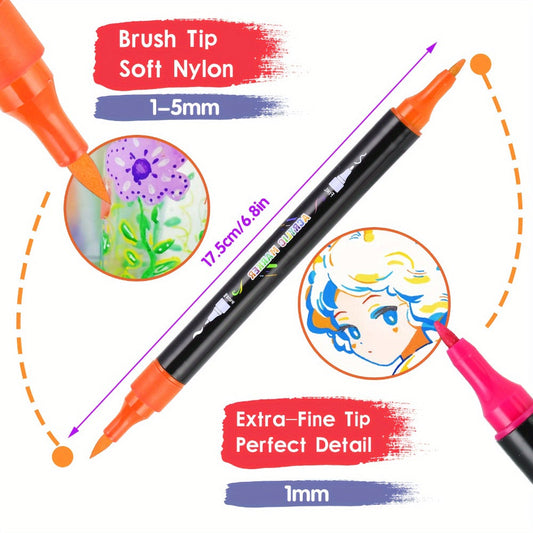 Acrylic Paint Markers Brush & Fine Dual Tip 30 48 60 Colors – Opaque Waterproof Paint Pens for Wood Stone Rock Glass Ceramic Canvas Fabric Professional Artists Crafters Gift