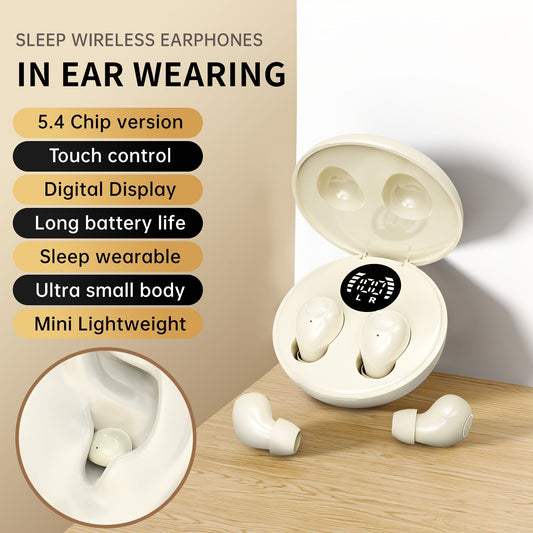 Sleep Bluetooth Earphones Ultra-Thin Design Deep Sleep Mode 18D Bass Microphone Wireless for Home Travel Running Music Unisex Gift MSHUCOE