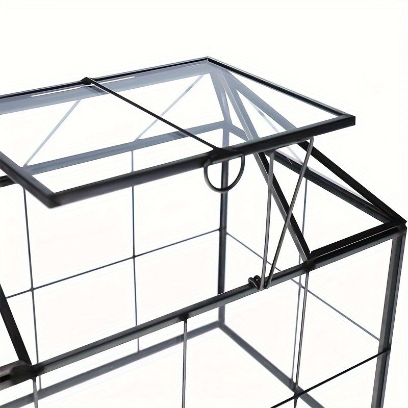Geometric Glass Terrarium with Swing Lid 9.84x5.31x7.87 Inch Victorian Wardian Case for Succulents Cactus Air Plants Ferns Indoor Desktop Decor Black