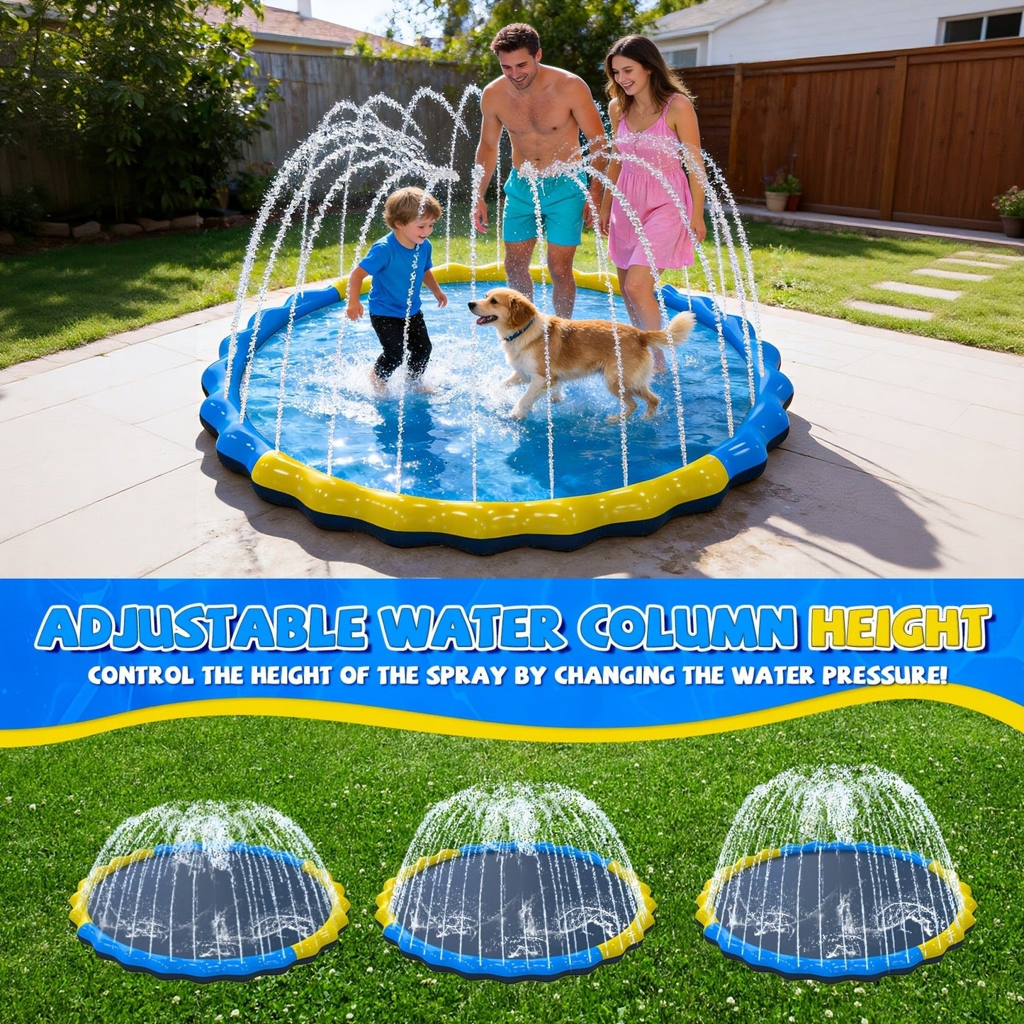 Splash Pad Sprinkler for Kids – Extra Large Inflatable Wading Pool Outdoor Water Play Mat Toy for Toddlers & Children Ages 3+, Thickened Non-Slip