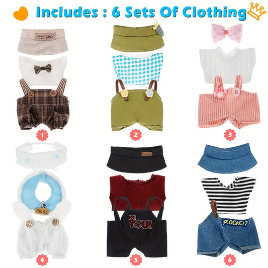 Doll Outfits Set 6 Pack for 17cm 6.7 Inch Miniature Dolls 6 Unique Fashion Designs Mix Match Clothing Collection No Doll Included Birthday Christmas Gift for Girls Kids
