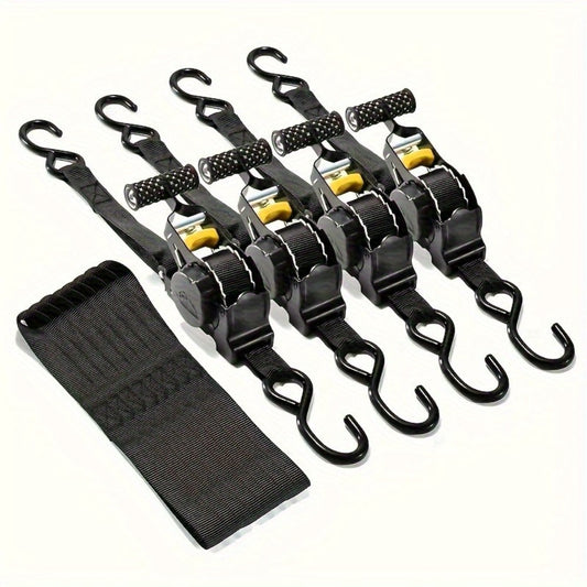 Self-Retracting Tie Down Straps 10 Feet Heavy Duty Ratchet Cargo Straps – Auto Retract for Truck Trailer Motorcycle Moving & Appliances, 1pc or 2pc Pack