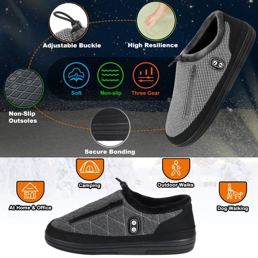 Rechargeable Heated Slippers with 5000 mAh Battery, Three Heat Settings and M or L Size Options