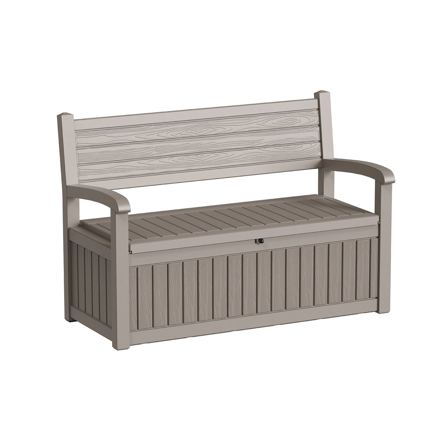 80-Gallon Outdoor Deck Storage Bench with Backrest, Armrests and Hidden Under-Seat Compartment in Two Colors
